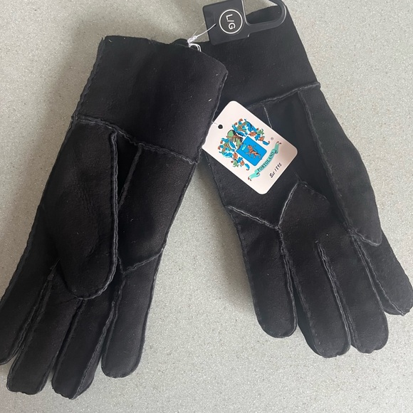 Portolano Black Suede Gloves womens sz L NWT - Picture 6 of 6